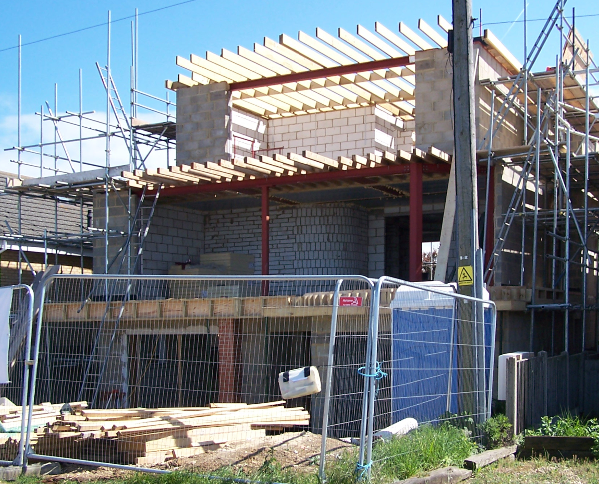 Front view under construction