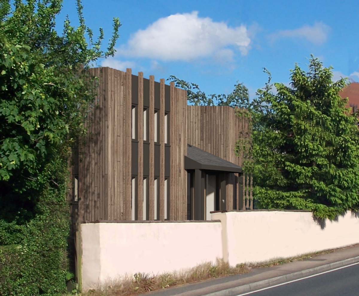 Contemporary timber faced replacement house