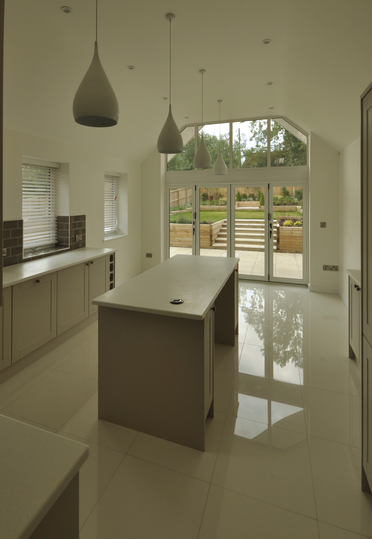 Kitchen with vaulted ceiling.   Design:  Nick Baldry